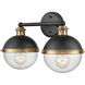 Ellmira 2 Light 15.75 inch Matte Black/ Aged Brass Vanity Light Wall Light